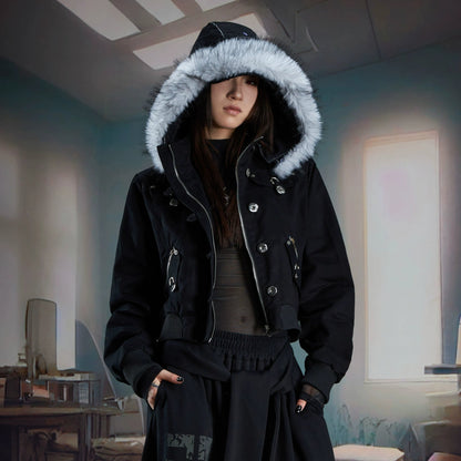Detachable Fur Hooded Jacket WN21347
