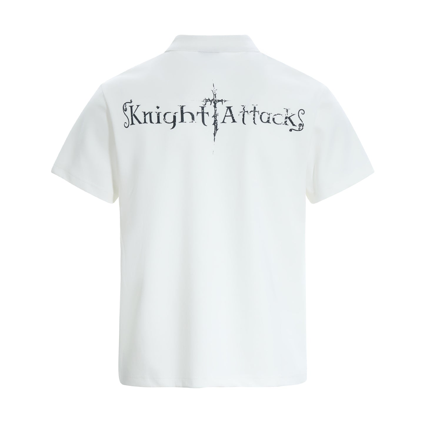 High-Neck Knight Graphic Short Sleeve Polo Shirt WN25839