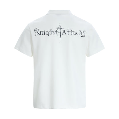 High-Neck Knight Graphic Short Sleeve Polo Shirt WN25839