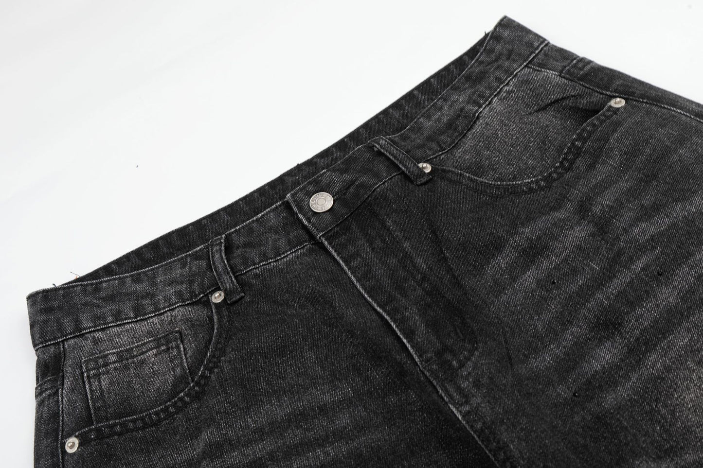 Washed Rhinestone Barrel Denim Jeans WN26102