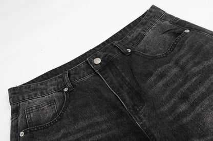 Washed Rhinestone Barrel Denim Jeans WN26102