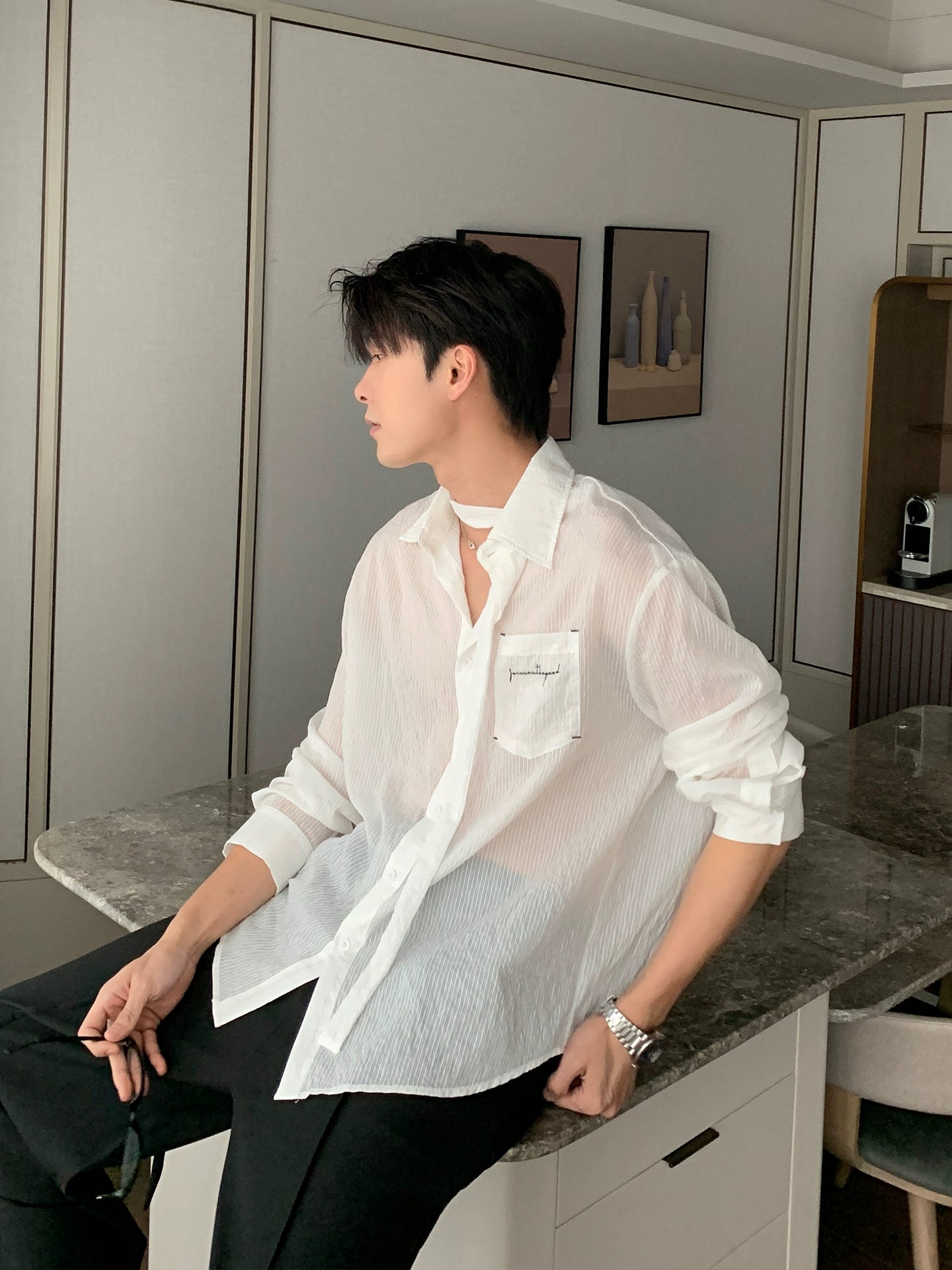 Thin Stripe Sunscreen Long Sleeve Shirt WN20456