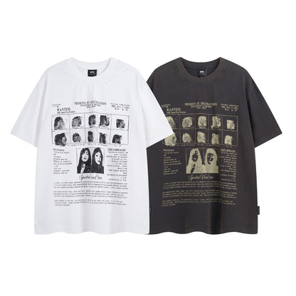 Washed Letter Print Short Sleeve T-Shirt WN25751