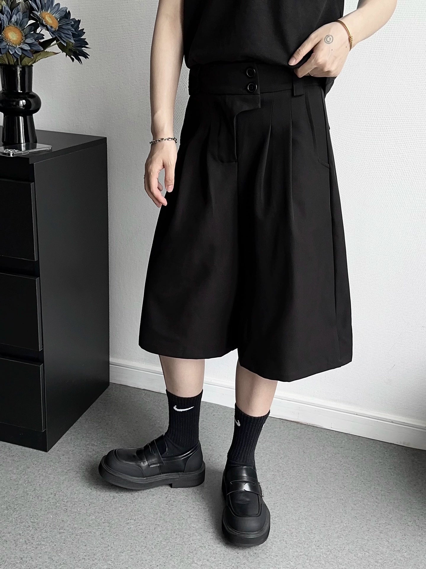 Simple Wide Leg Half Pants WN19375