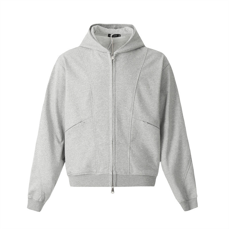 Deconstructed Double Zipper Short Length Oversize Hoodie WN24235