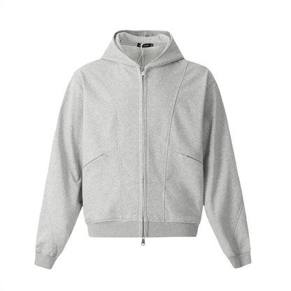 Deconstructed Double Zipper Short Length Oversize Hoodie WN24235
