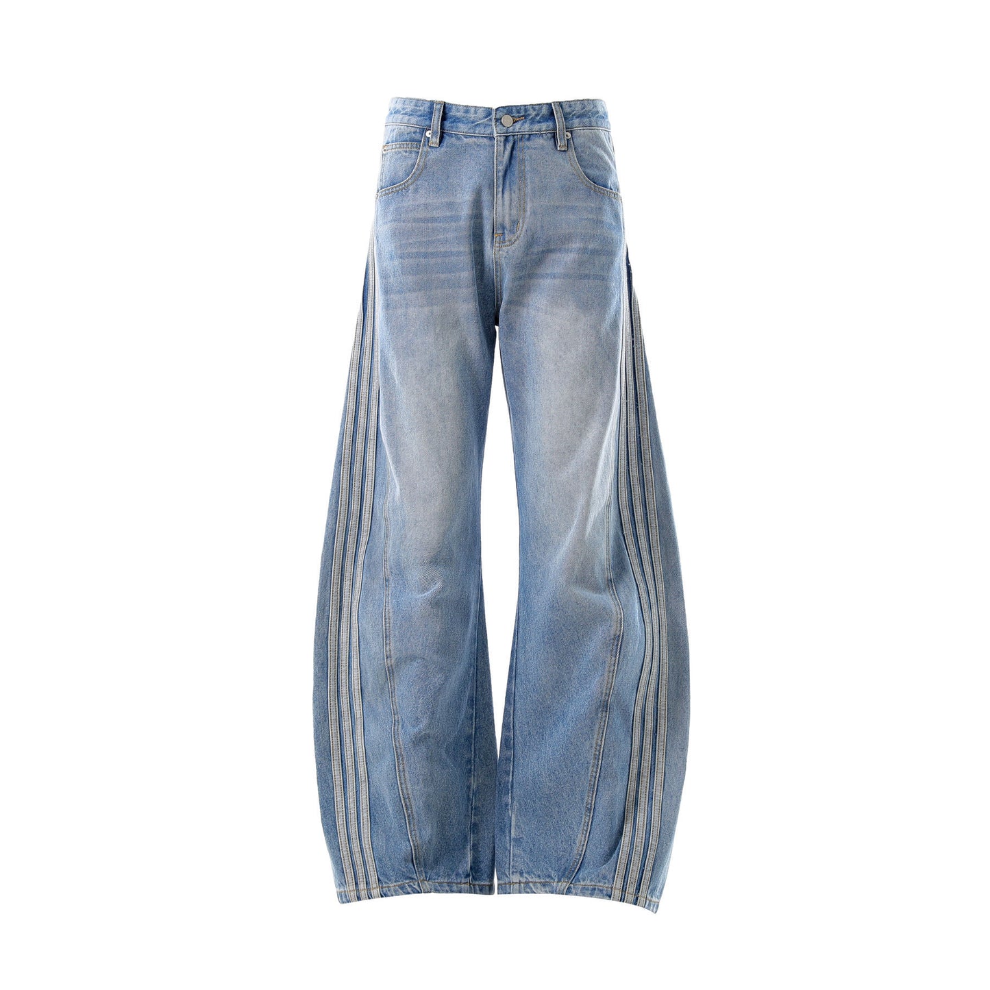 Washed Whisker Pin Tuck Wide Leg Denim Jeans WN26126