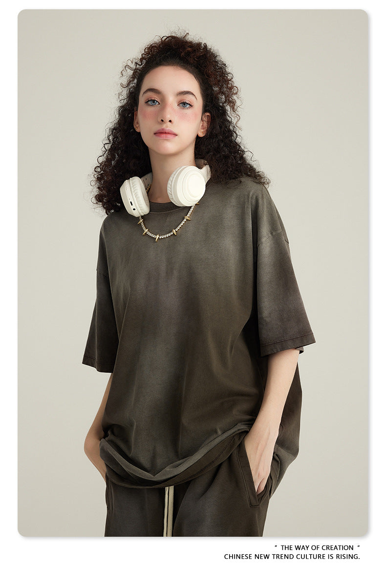 Washed Oversize Short-sleeve T-shirt WN6443