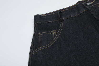 Star Patch Embroidery Denim Wide Leg Half Pants WN25693