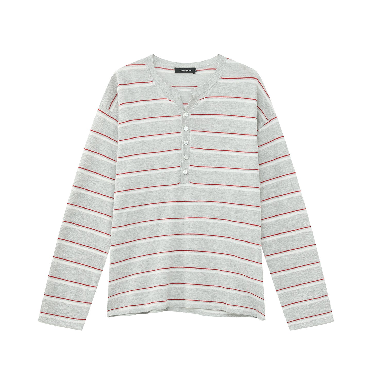 Striped Contrast-Color Knit Long Sleeve Shirt WN24958