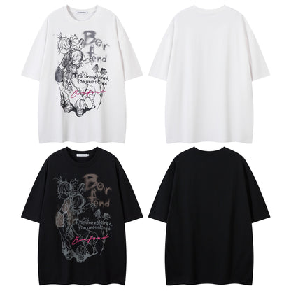 Illustration Graffiti Letter Short Sleeve T-Shirt WN25430