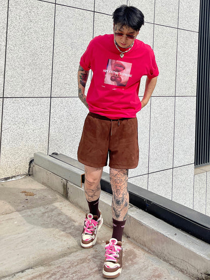Lip Cherry Print Short Sleeve T-Shirt WN26642