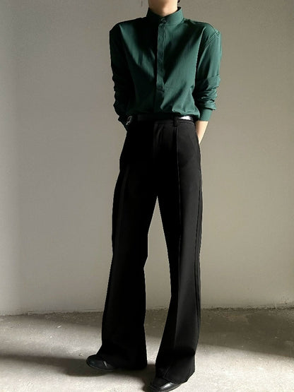 Standing-Neck Shoulder Line Long Sleeve Shirt WN19621