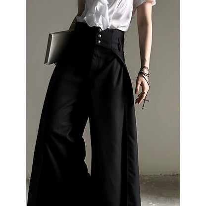 Button Detail Wide Leg Trousers WN23120