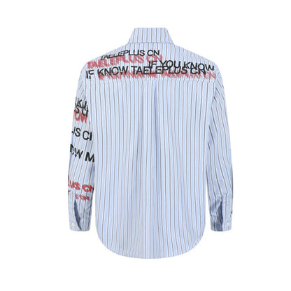 Stripe Letter Print Long Sleeve Shirt WN25396