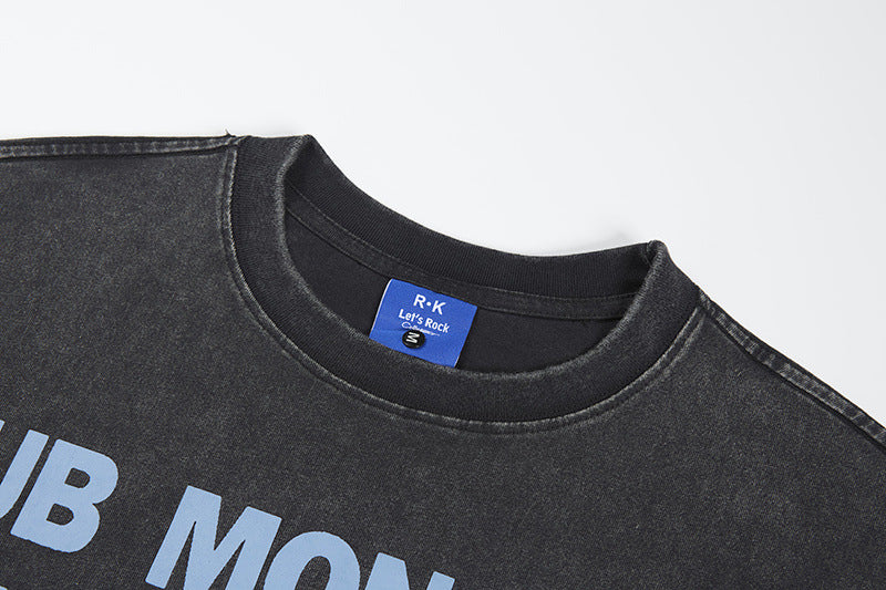 Washed Graphic Letter Print Short Sleeve T-Shirt WN25765