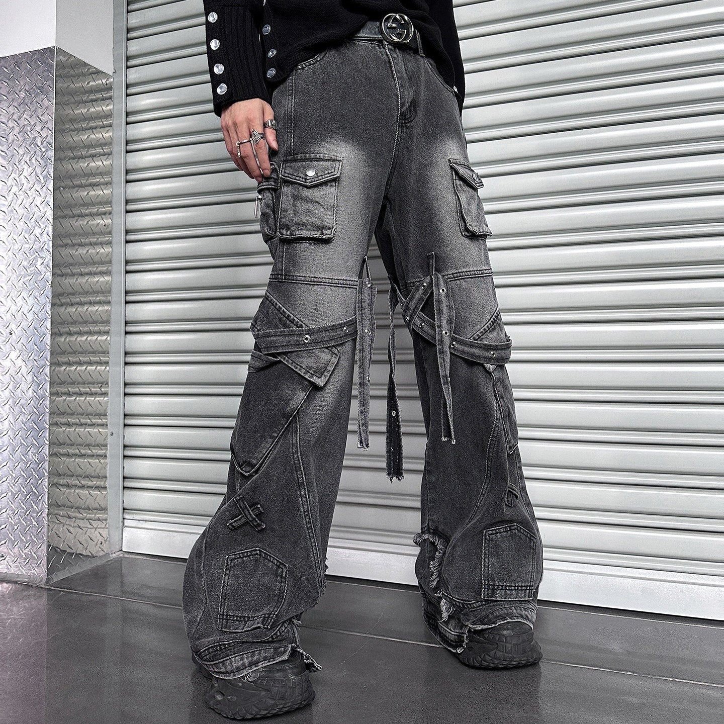 Wide Leg Multi-Pocket Denim Jeans WN25071