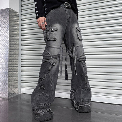 Wide Leg Multi-Pocket Denim Jeans WN25071