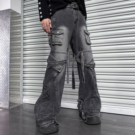 Wide Leg Multi-Pocket Denim Jeans WN25071