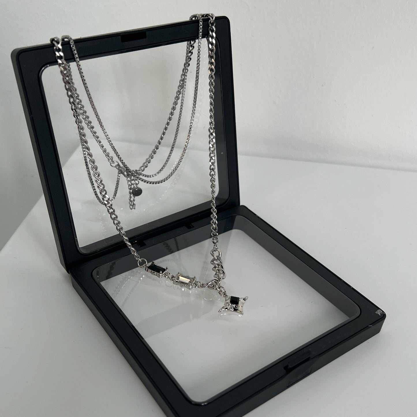 Double Layer Square Rhinestone Starburst Necklace WN19262