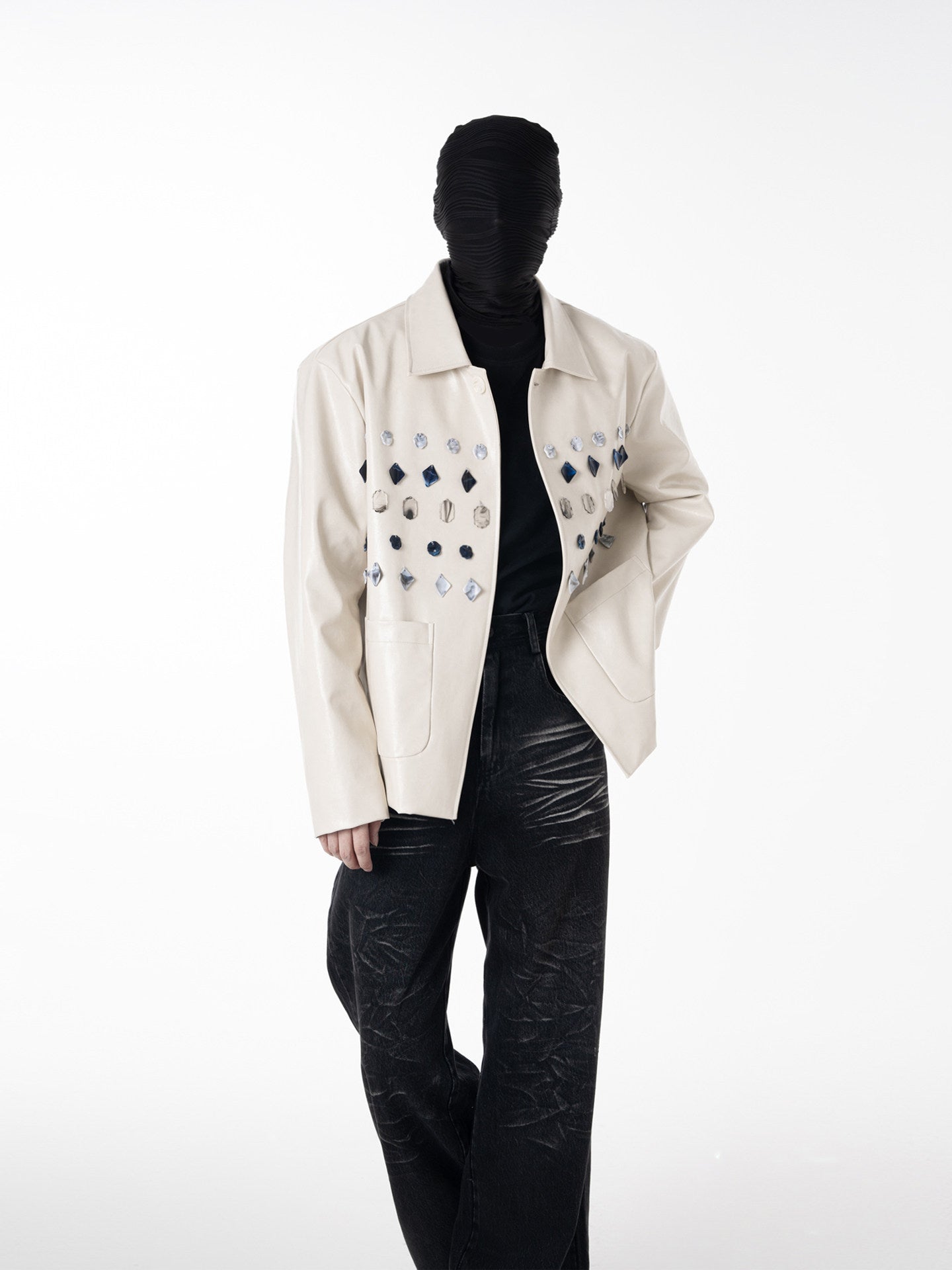 Gem Studs Design Pocket Tailored Jacket WN23627