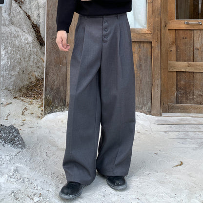 Button Pleats Wide Leg Trousers WN24996