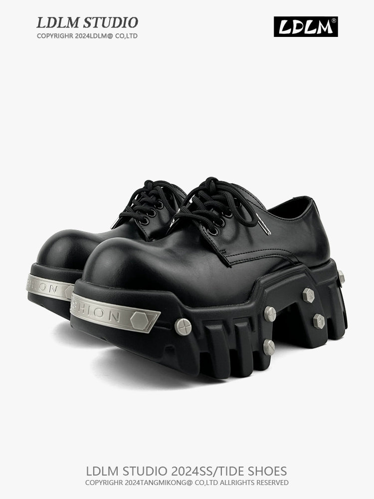 Thick Sole PU Leather Derby Shoes WN21249