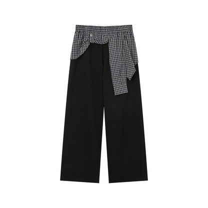 Check Layered Knit Vest & Wide Leg Sweatpants Setup WN25034