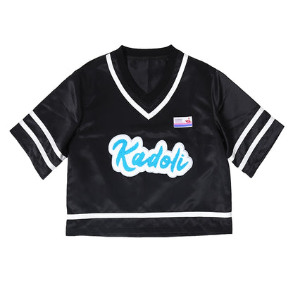 Patchwork Multi-Label V-Neck Short Sleeve T-Shirt WN20217