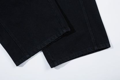 Washed Curved Panel Denim Jeans WN13127