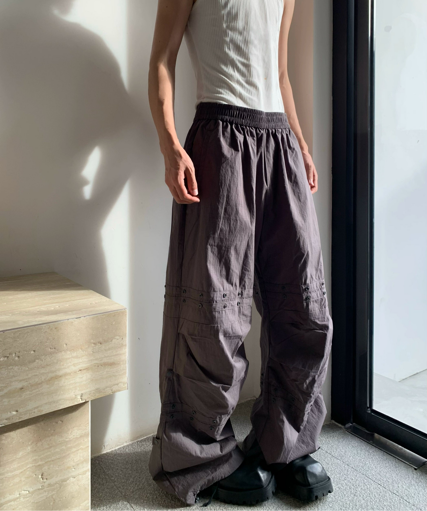 Multi-Layer Deconstructed Draping Wide Leg Pants WN19752