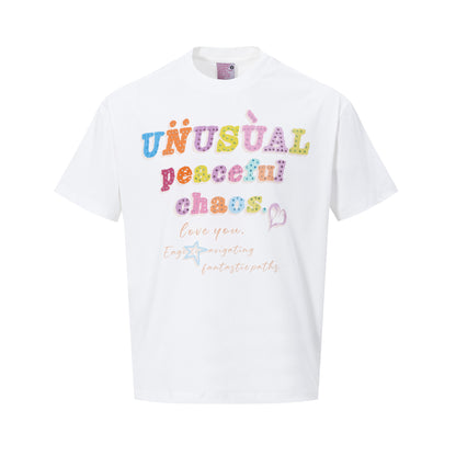 Letter Studs Oversize Short Sleeve T-Shirt WN25840