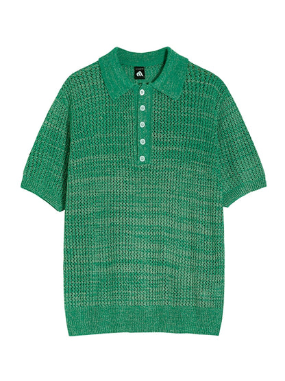 Hollow-Out Knit Short Sleeve Polo Shirt WN20259