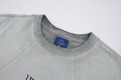 Washed Embroidery Raglan Short Sleeve T-Shirt WN25454