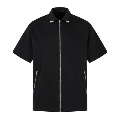 Full Zip Polo Collar Short Sleeve Shirt WN26805