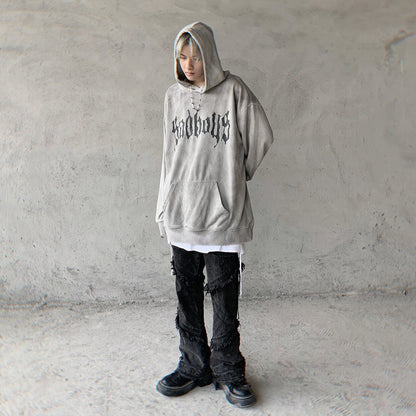 Oversize Cross Graphic Print Pullover Hoodie WN24443