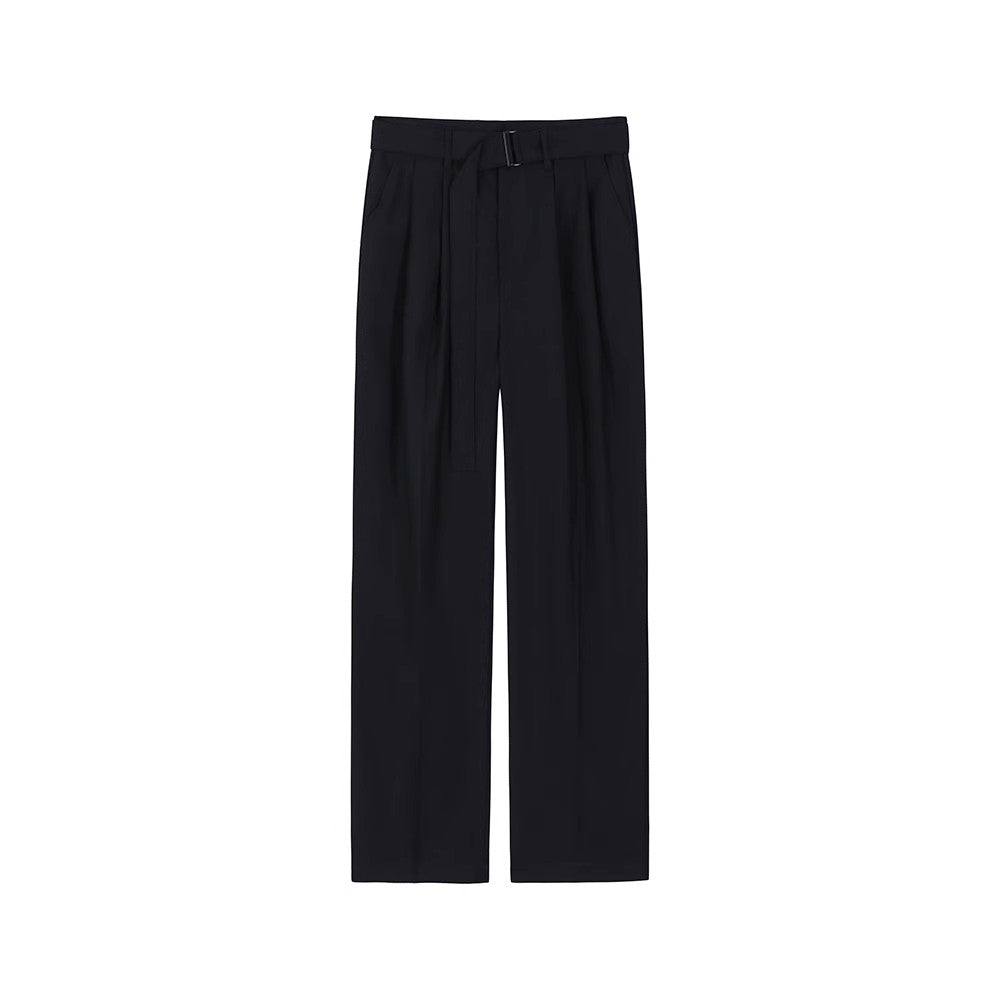 Belted Wide-Leg Straight Trousers WN6744