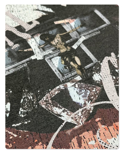 Wax Dye Washed Graphic Print Short Sleeve T-Shirt WN16253