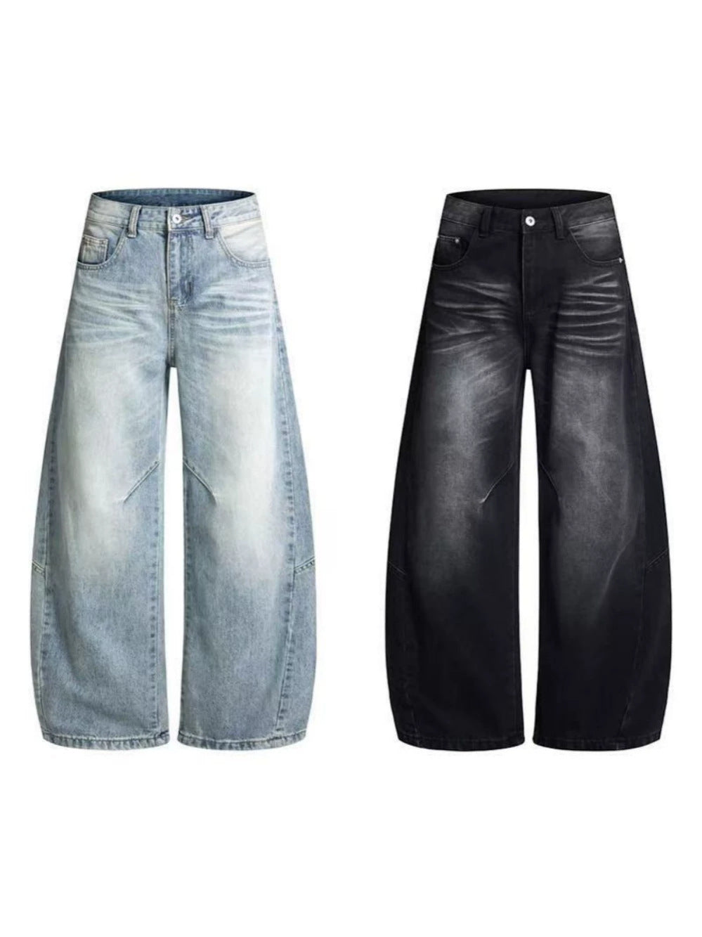 Washed Drape Wide Leg Denim Jeans WN27932
