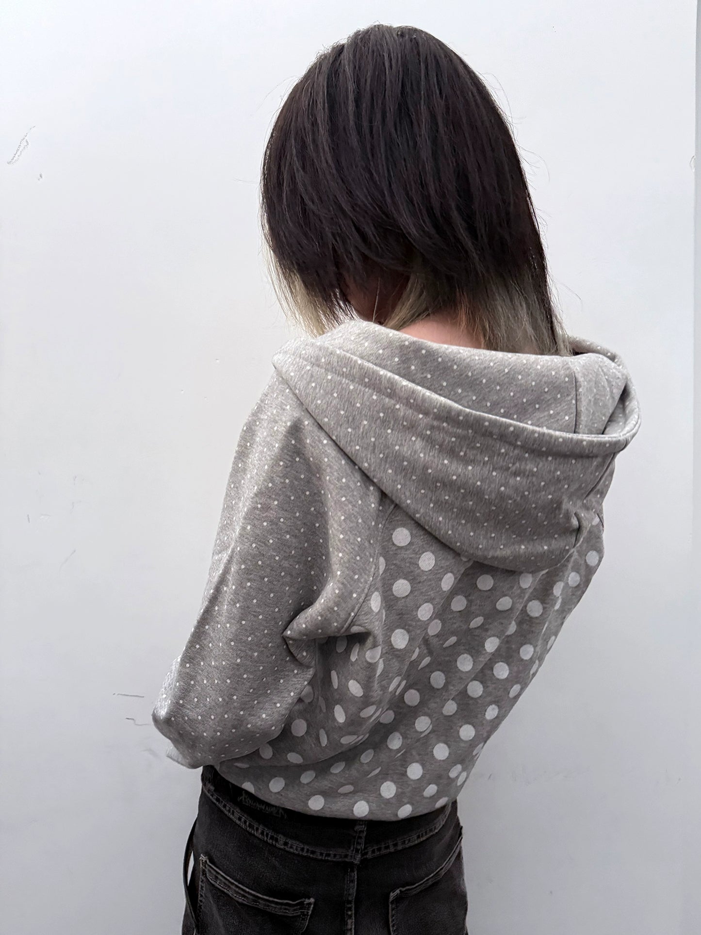 Polka Dot Headphone Skull Note Zipper Hoodie WN20917