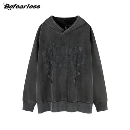 Cracked Graphic Washed Hoodie WN23590