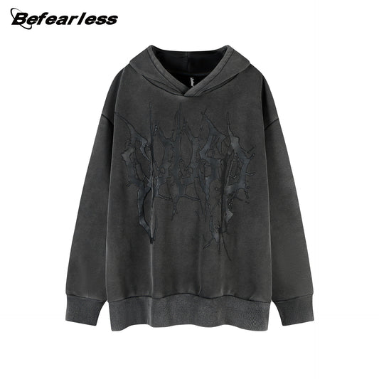 Cracked Graphic Washed Hoodie WN23590