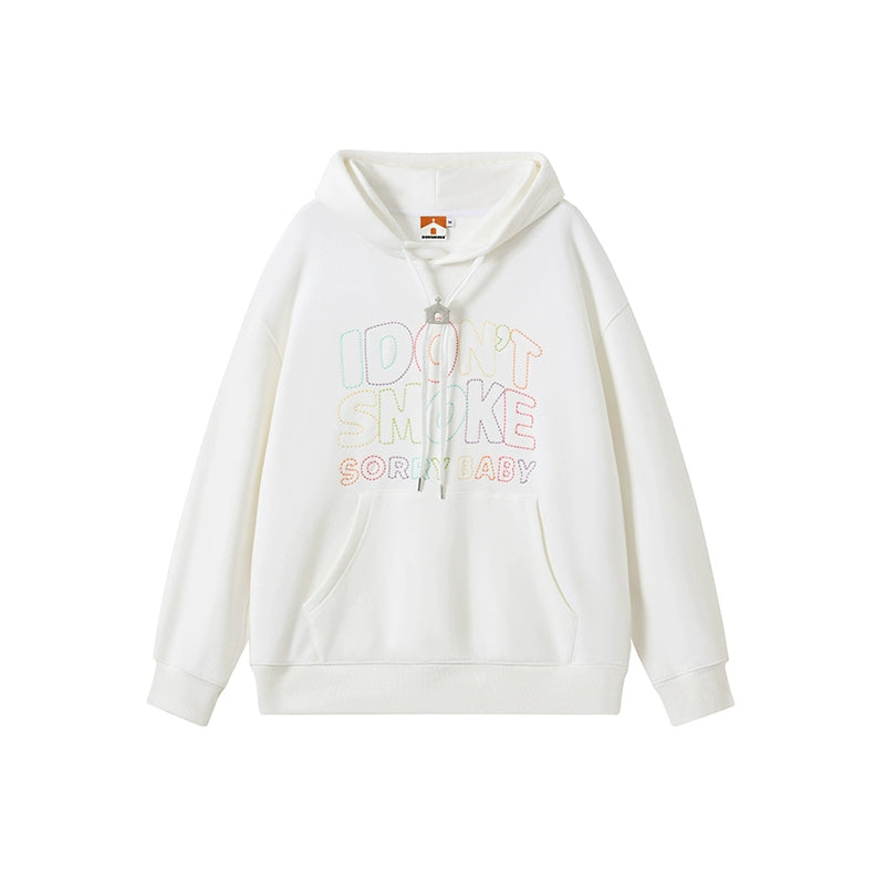 Rainbow Cutout Embroidery Logo Pullover Hoodie WN10124