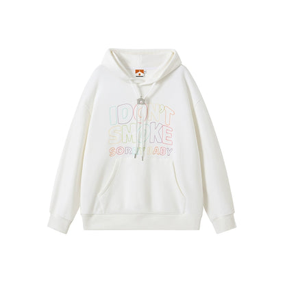 Rainbow Cutout Embroidery Logo Pullover Hoodie WN10124