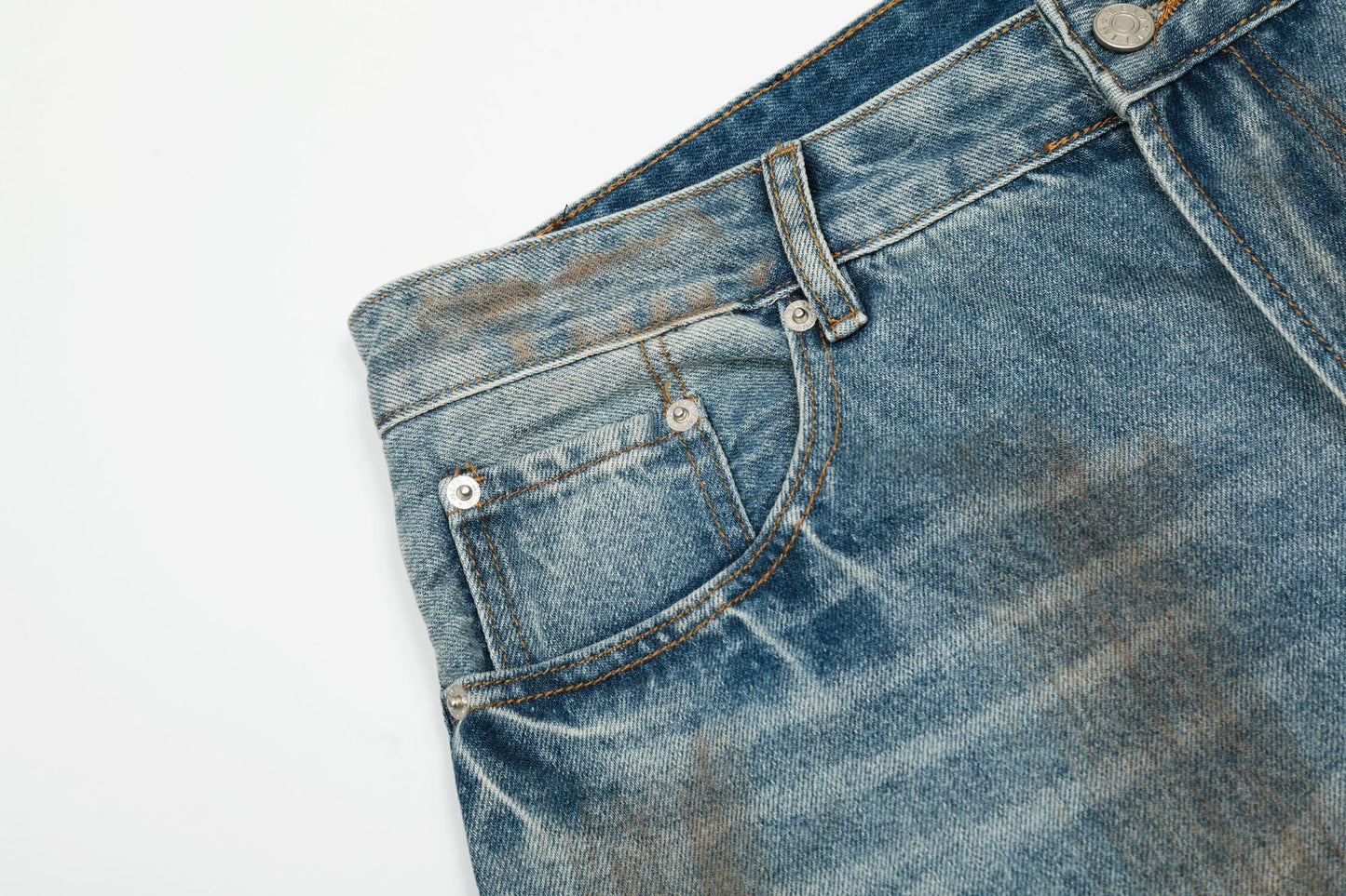 Washed Damage Barrel Denim Jeans WN26080