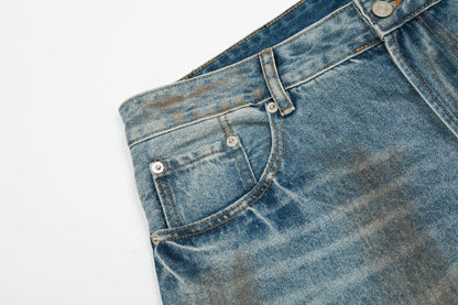 Washed Damage Barrel Denim Jeans WN26080