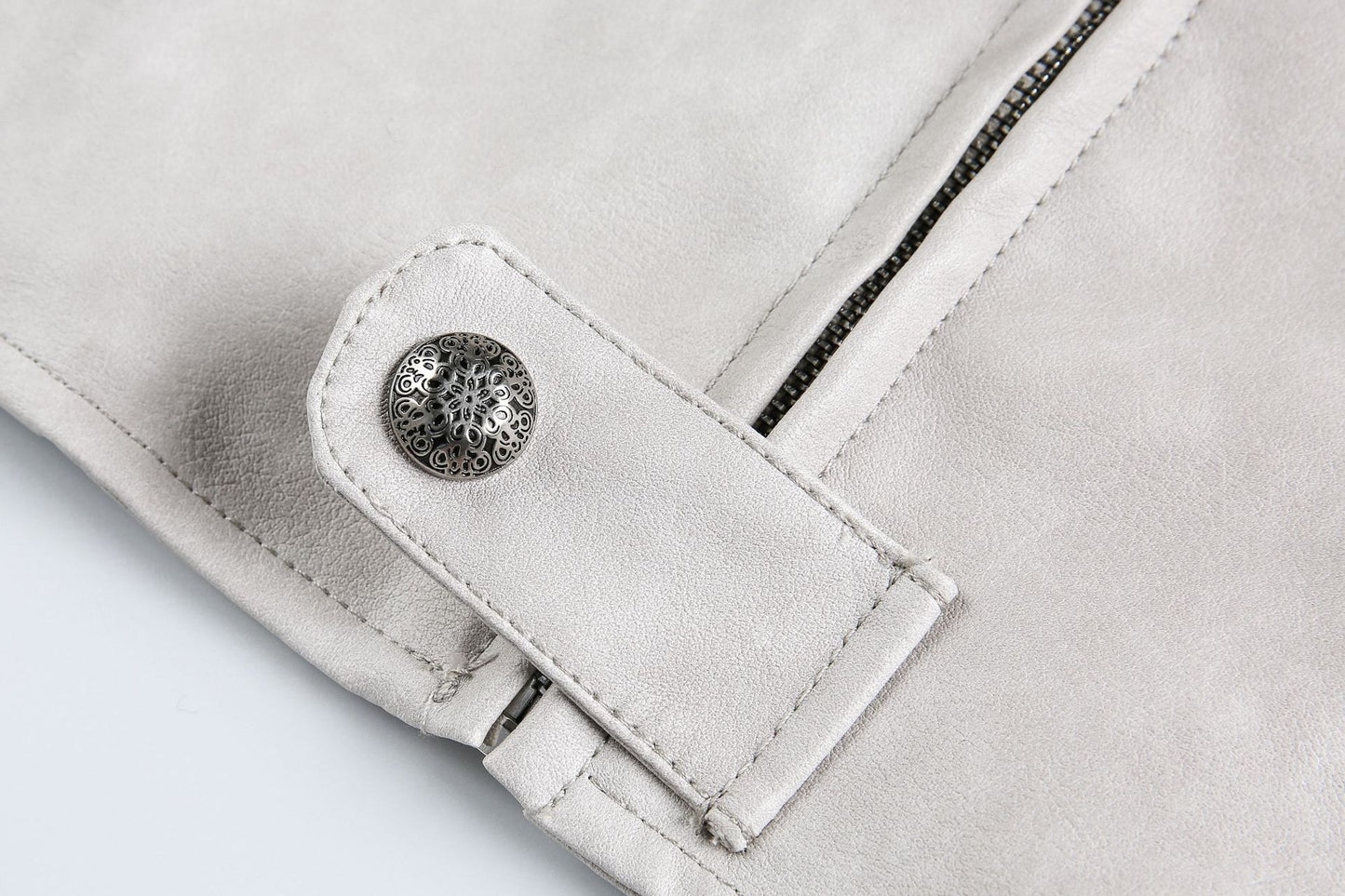 Cross Patchwork Oversize PU Leather Jacket WN23034