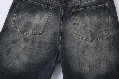 Washed Gradient Wide-Leg Straight Denim Jeans WN16211