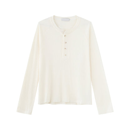 Rib Button Long Sleeve T-Shirt WN24952
