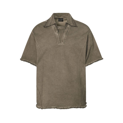 Lapel Wash Stain Short Sleeve Polo Shirt WN25637
